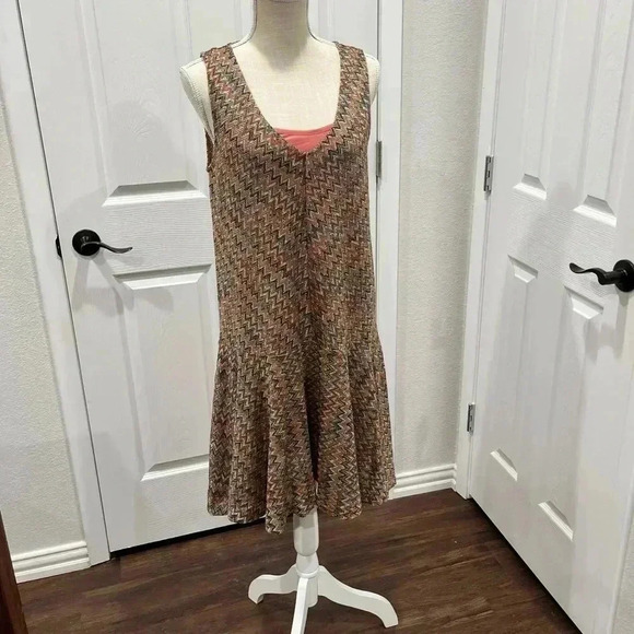 Maeve (Anthropologie) sleeveless muted color Chevron dress - Picture 5 of 13